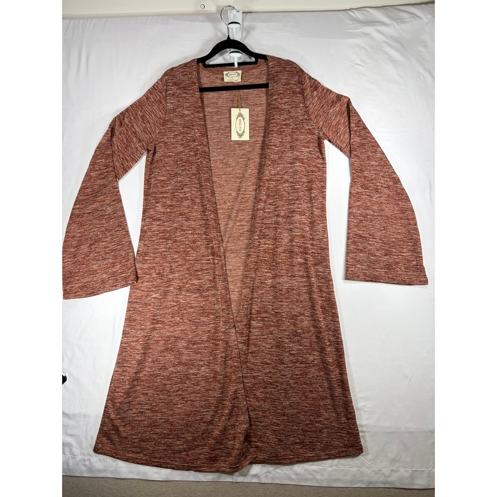 Mia Joy Xiomara Duster Women Large Dusty Rose New Bell Sleeve Space Dye Knit